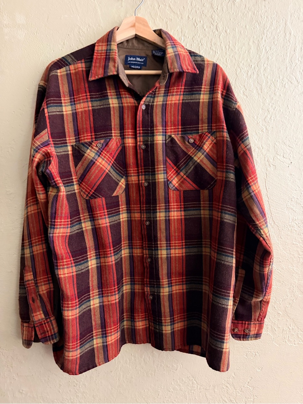 John Blair Red Plaid Button-Down Shirt